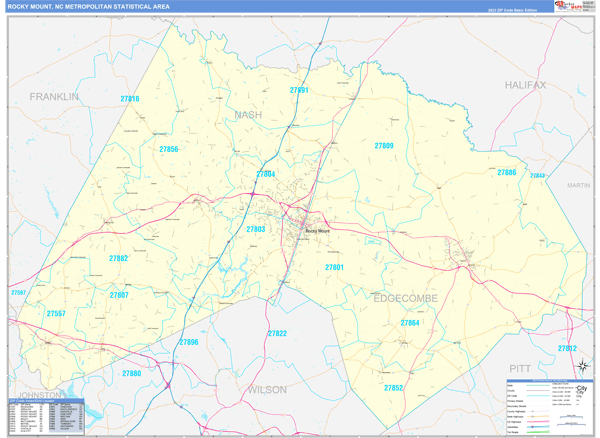 Rocky Mount Metro Area Wall Map